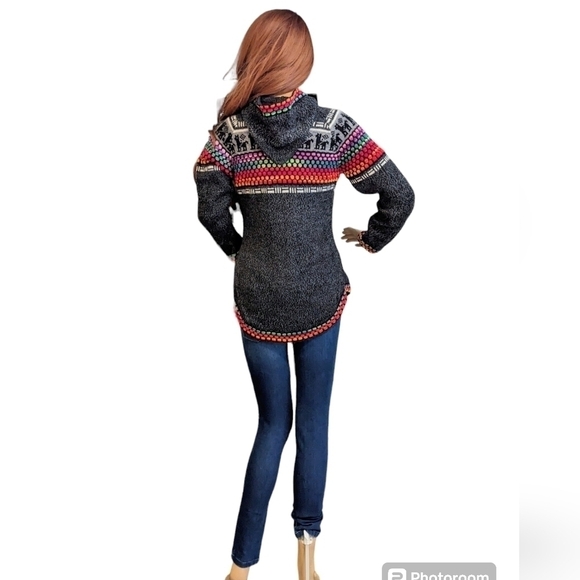 Alpaca mix handmade Sweater Boho-Hippie design - Picture 2 of 9